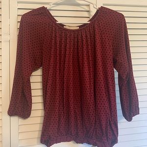 Michael Michael Kors maroon polka dot 3/4 sleeve top
